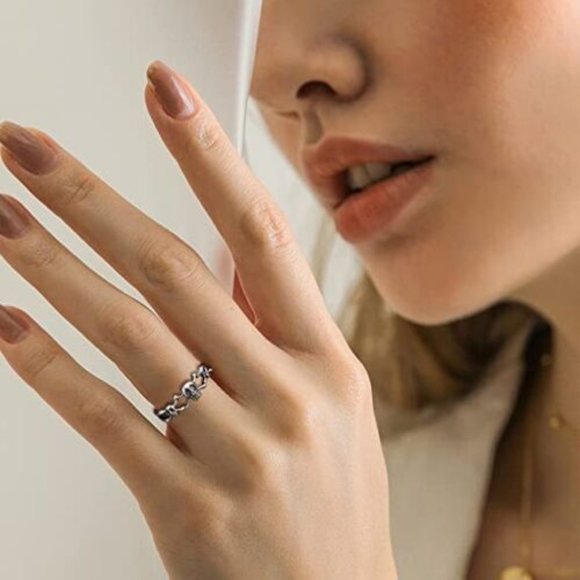 Skull & crossbones 925 Sterling Silver Ring Goth Cuff ring layer or stack - Picture 4 of 4